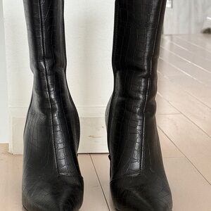 Black Crocodile Print Boots